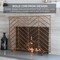 Best Choice Products 38x31in Single Panel Handcrafted Iron Chevron Fireplace Screen w/ Distressed Finish